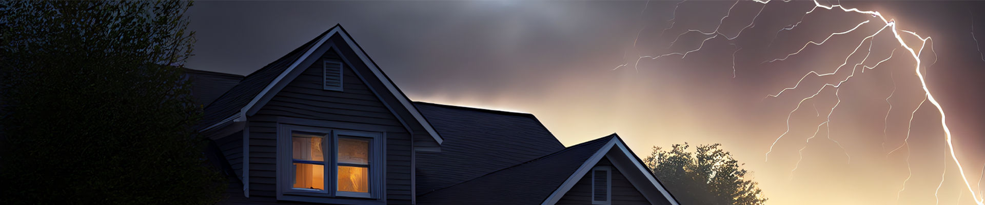 Images of the rooftop of a house in Clarksville, Tennessee during a storm