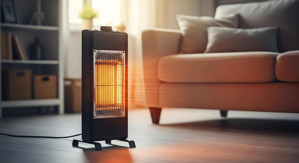 a space heater in a living room