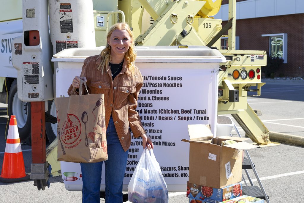 Woman donating items